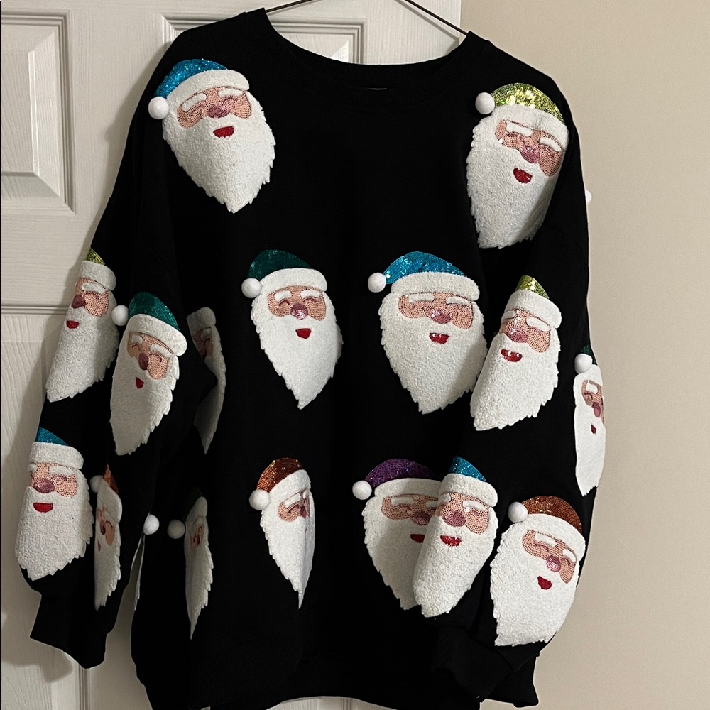 QUEEN OF SPARKLES Multicolor Santa Crewneck Sweater